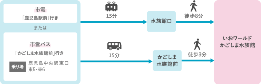 鹿児島中央駅からお越しの方